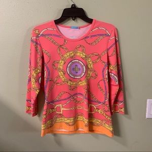 J. McLaughlin | pink and orange design nylon top